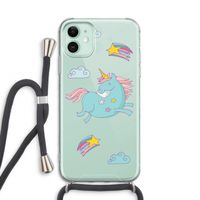 Vliegende eenhoorn: iPhone 11 Transparant Hoesje met koord