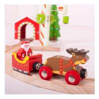 Bigjigs houten kerstman, slee en rendier