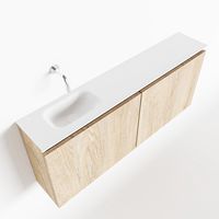 Toiletmeubel Mondiaz Ture | 120 cm | Meubelkleur Washed oak | Eden wastafel Talc Links | Zonder kraangat