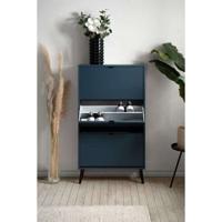 Schoenenkast - VIGO 49A - Middernachtblauw - Massief houten poten - 70 x 24 x 125 cm