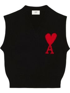 AMI Paris gilet à logo en intarsia - Noir