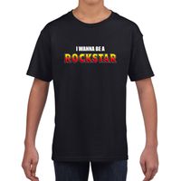 I wanna be a Rockstar fun t-shirt zwart voor kids XL (158-164)  - - thumbnail