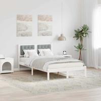 Bedframe met hoofdeinde Lichtgrijs 135 x 190 cm Stof Bedframe met hoofdeinde Lichtgrijs 135 x 190 cm Stof