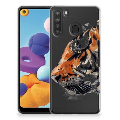 Smartphone hoesje Samsung Galaxy A21 Watercolor Tiger