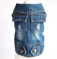 Retro persoonlijkheid denim klein vest huisdier hond kleren huisdier jas maat: XS (donkerblauw)