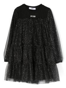 MSGM Kids robe évasée à paillettes - Noir