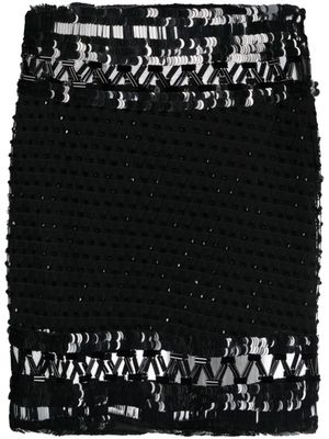 Alberta Ferretti minijupe en tulle Ricamato à perles - Noir