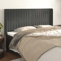 Hoofdbord met randen 163x16x118/128 cm fluweel donkergrijs