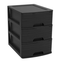 EDA Ladekast/bureau organizer A5 - 3x lades stapelbaar - zwart - L19 x B26 x H25 cm