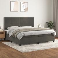 Boxspring met matras fluweel donkergrijs 200x200 cm