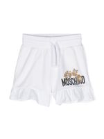 Moschino Kids short en coton à logo Teddy Bear - Blanc