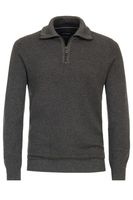 Casa Moda Casual Regular Fit Half-Zip Sweater donkergrijs, Melange