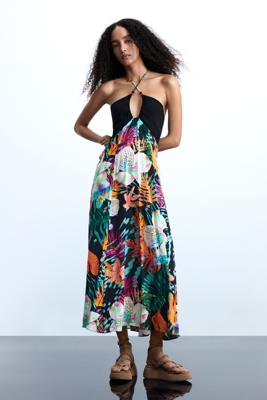 Lange tropische jurk - BLACK - L