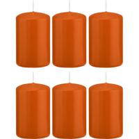 Cilinderkaars/stompkaars - 6x - oranje - 5 x 8 cm - 18 branduren