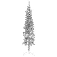 VidaXL Kunstkerstboom half met standaard smal 180 cm zilverkleurig