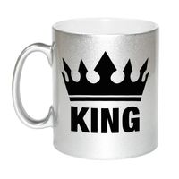 Cadeau King mok/ beker zilver met zwarte bedrukking 300 ml