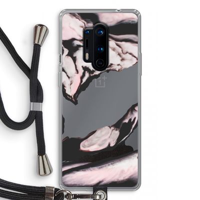 Roze stroom: OnePlus 8 Pro Transparant Hoesje met koord