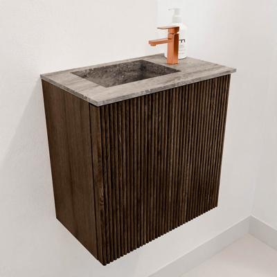 Toiletmeubel Mondiaz Joya Dlux | 40 cm | Meubelkleur Walnut | Faye wastafel Oza Wasbak Links | 1 kraangat