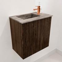 Toiletmeubel Mondiaz Joya Dlux | 40 cm | Meubelkleur Walnut | Faye wastafel Oza Wasbak Links | 1 kraangat