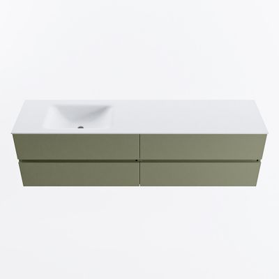 MONDIAZ VICA 180cm badmeubel onderkast Army 4 lades. Wastafel CLOUD links 1 kraangat, kleur Talc.