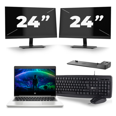 HP ProBook 430 G6 - Intel Core i5-8e Generatie - 13 inch - 16GB RAM - 256GB SSD - Windows 11 + 2x 24 inch Monitor