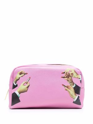 Seletti trousse de toilette à imprimé graphique - Rose