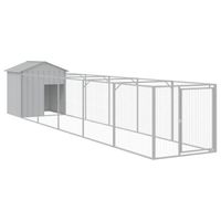 The Living Store Hondenhok - Verlengde ren - 117 x 609 x 123 cm - Gegalvaniseerd staal - Lichtgrijs