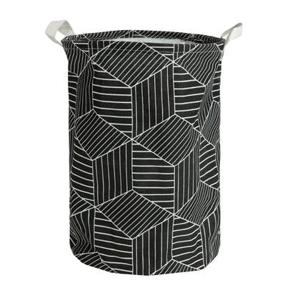 QUVIO Wasmand rond stof - hexagon - Zwart