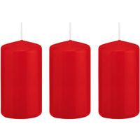 3x Kaarsen rood 6 x 12 cm 40 branduren sfeerkaarsen   - - thumbnail