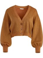 alice + olivia cardigan crop Zelina en maille métallisée - Marron