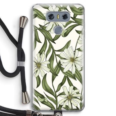 Wit bloemenpatroon: LG G6 Transparant Hoesje met koord