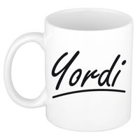 Yordi voornaam kado beker / mok sierlijke letters - gepersonaliseerde mok met naam - Naam mokken - thumbnail