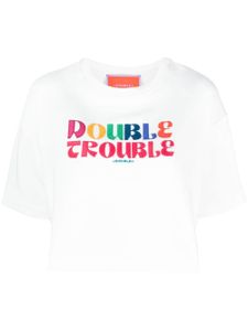 La DoubleJ t-shirt Discman en coton à slogan brodé - Blanc