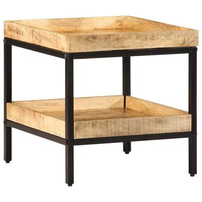 Bijzettafel met plank Bruin 45 x 45 x 45 cm massief mangohout