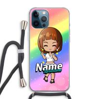 Chibi Maker vrouw: iPhone 12 Pro Max Transparant Hoesje met koord