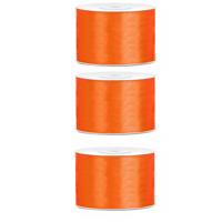 Satijn sierlint/cadeaulint - 3x - oranje - 5 cm x 25 meter - Inpakken - Versieren - Decoratie