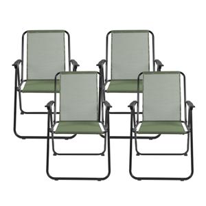 Home Deco Factory camping/strand stoel - 4x - aluminium - inklapbaar - groen - L45 x B54 x H84 cm