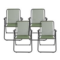 Home Deco Factory camping/strand stoel - 4x - aluminium - inklapbaar - groen - L45 x B54 x H84 cm