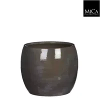Mica Decorations lester ronde pot donkergrijs maat in cm: 18 x 20