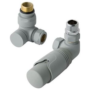 Eastbrook Valve radiator aansluitset haaks gedraaid met thermostaat 15mm grijs mat