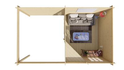 Blokhut - Tuinhuis Stig | 28 mm | vuren bruin geïmpregneerd