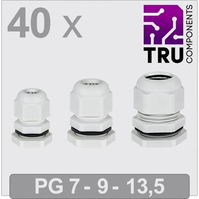 TRU COMPONENTS TC-13448364 Wartel PG7, PG9, PG13 Polyamide Grijs 40 stuk(s)