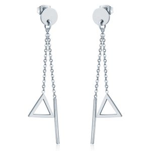 Cilla Jewels Dames oorhangers Edelstaal Staaf Driehoek Zilverkleurig