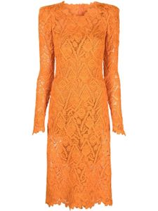 Ermanno Scervino robe en dentelle à manches longues - Orange