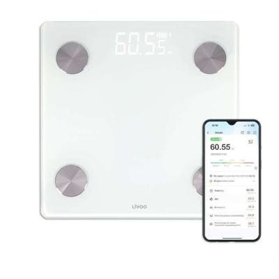 Aangesloten impedantieschaal - LIVOO - DOM528W - 17 indicatoren - Max. 180 kg - 8 profielen - LED - Wit