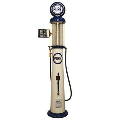Wayne 615 Pure Gasoline 10 Gallon Gas Pump - White & Blue - Reproduction