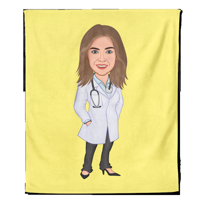 Cartoon Fleecedeken Female Doctor - Pillow Buddies