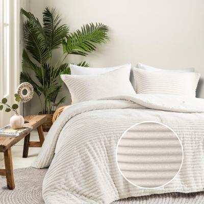 Dekbedovertrek Summer Teddy Rib - Eenpersoons (140x220 cm) - Blauw/ Groen/ Grijs/ Roze/ Creme/ Antraciet Microvezel - Dessin: Strepen - Fresh and Co -