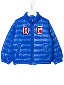 Dolce & Gabbana Kids doudoune à patch logo - Bleu