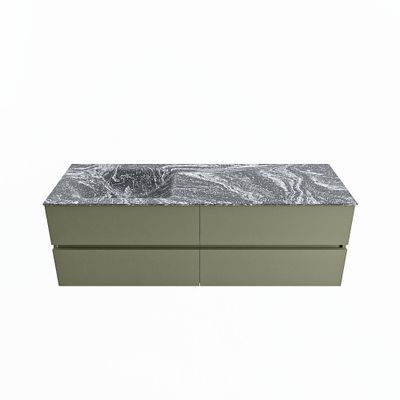 MONDIAZ VICA-DLUX 150cm badmeubel onderkast Army 4 lades. Inbouw wastafel CLOUD links zonder kraangat, kleur Lava.